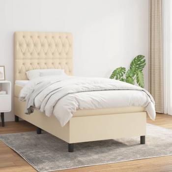 ARDEBO.de - Boxspringbett mit Matratze Creme 90x190 cm Stoff