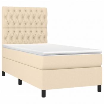 Boxspringbett mit Matratze Creme 90x190 cm Stoff