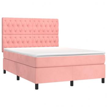 Boxspringbett mit Matratze Rosa 140x190 cm Samt