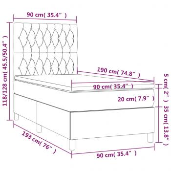 Boxspringbett mit Matratze Dunkelblau 90x190 cm Samt