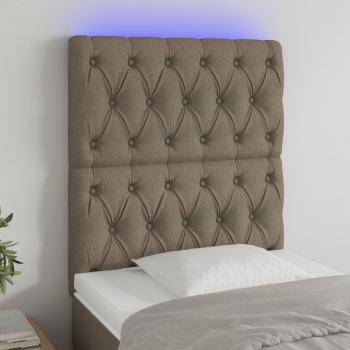 ARDEBO.de - LED Kopfteil Taupe 80x7x118/128 cm Stoff