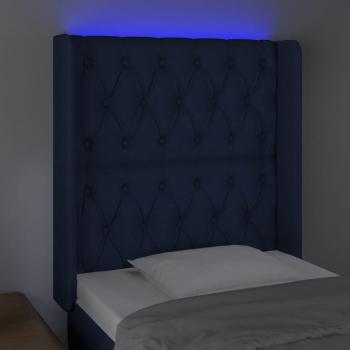 LED Kopfteil Blau 83x16x118/128 cm Stoff