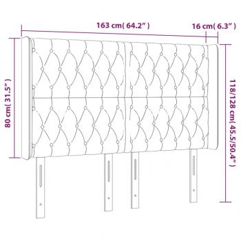 LED Kopfteil Creme 163x16x118/128 cm Stoff