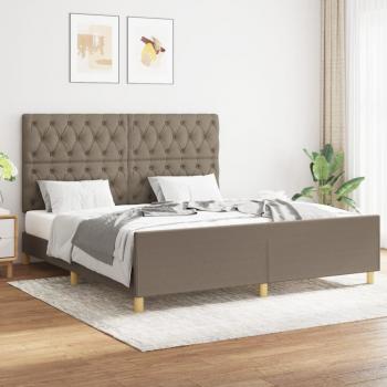 ARDEBO.de - Bettgestell mit Kopfteil Taupe 160x200 cm Stoff