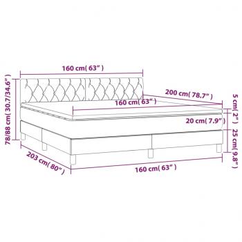 Boxspringbett mit Matratze & LED Blau 160x200 cm Stoff