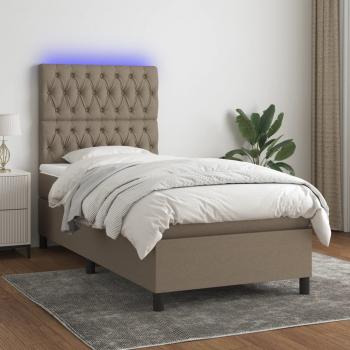 ARDEBO.de - Boxspringbett mit Matratze & LED Taupe 80x200 cm Stoff