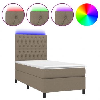 Boxspringbett mit Matratze & LED Taupe 80x200 cm Stoff