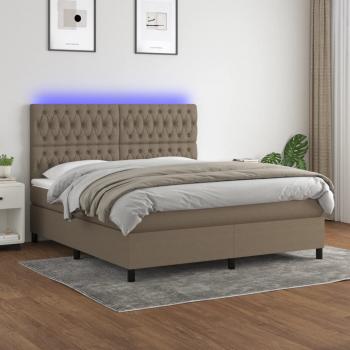 ARDEBO.de - Boxspringbett mit Matratze & LED Taupe 160x200 cm Stoff