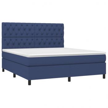 Boxspringbett mit Matratze & LED Blau 160x200 cm Stoff