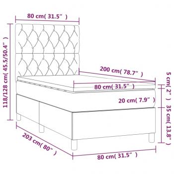 Boxspringbett mit Matratze & LED Blau 80x200 cm Stoff