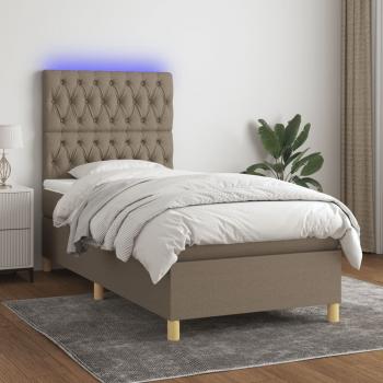 ARDEBO.de - Boxspringbett mit Matratze & LED Taupe 80x200 cm Stoff