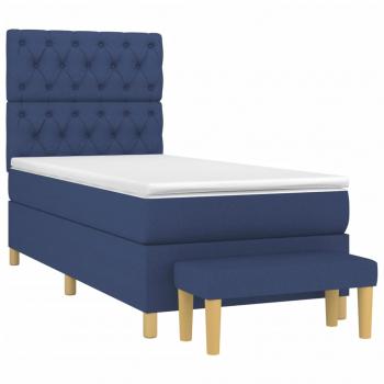 Boxspringbett mit Matratze Blau 80x200 cm Stoff