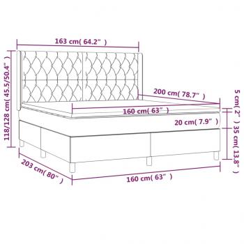 Boxspringbett mit Matratze & LED Taupe 160x200 cm Stoff