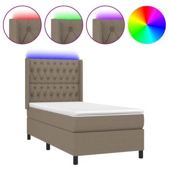 Boxspringbett mit Matratze & LED Taupe 80x200 cm Stoff