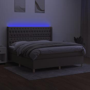 Boxspringbett mit Matratze & LED Taupe 160x200 cm Stoff