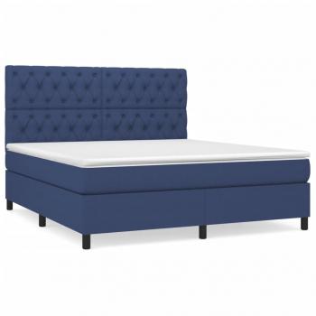 Boxspringbett mit Matratze Blau 160x200 cm Stoff