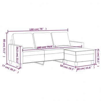 3-Sitzer-Sofa mit Hocker Grau 180 cm Kunstleder