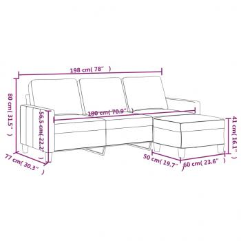 3-Sitzer-Sofa mit Hocker Weinrot 180 cm Kunstleder