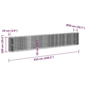 Gabionen-Hochbeet Verzinktes Eisen 610x50x100 cm