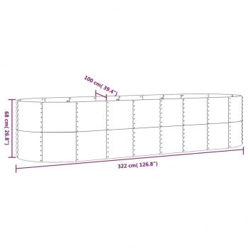 Hochbeet Pulverbeschichteter Stahl 322x100x68 cm Grau