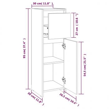 Badezimmerschrank Räuchereiche 30x30x95 cm Holzwerkstoff