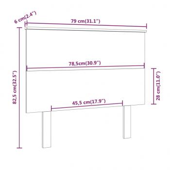 Bett-Kopfteil Schwarz 79x6x82,5 cm Massivholz Kiefer