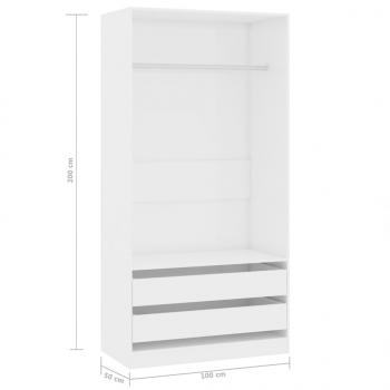 Kleiderschrank Hochglanz-Weiß 100x50x200 cm Holzwerkstoff