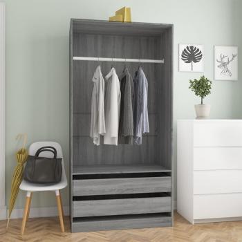 ARDEBO.de - Kleiderschrank Grau Sonoma 100x50x200 cm Holzwerkstoff