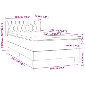 Boxspringbett mit Matratze Hellgrau 100x200 cm Samt