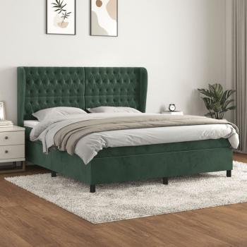 ARDEBO.de - Boxspringbett mit Matratze Dunkelgrün 180x200 cm Samt