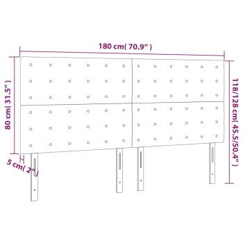 LED Kopfteil Weiß 180x5x118/128 cm Kunstleder