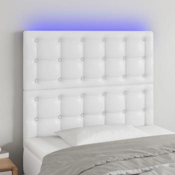 ARDEBO.de - LED Kopfteil Weiß 90x5x118/128 cm Kunstleder