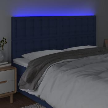 LED Kopfteil Blau 180x5x118/128 cm Stoff