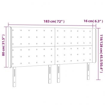 LED Kopfteil Cappuccino-Braun 183x16x118/128cm Kunstleder