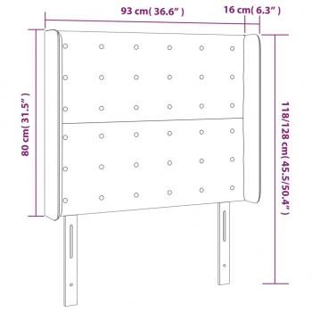 LED Kopfteil Dunkelgrau 93x16x118/128 cm Stoff