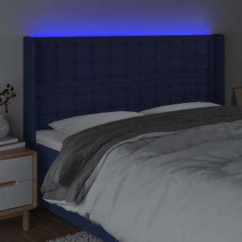 LED Kopfteil Blau 183x16x118/128 cm Stoff