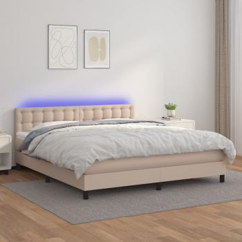 ARDEBO.de - Boxspringbett mit Matratze & LED Cappuccino-Braun 180x200cm