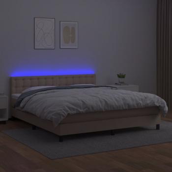 Boxspringbett mit Matratze & LED Cappuccino-Braun 180x200cm