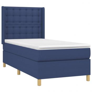 Boxspringbett mit Matratze Blau 90x190 cm Stoff