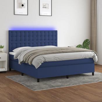 ARDEBO.de - Boxspringbett mit Matratze & LED Blau 180x200 cm Stoff