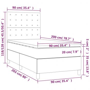 Boxspringbett mit Matratze & LED Blau 90x200 cm Stoff