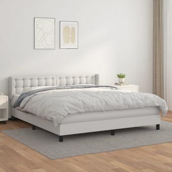 ARDEBO.de - Boxspringbett mit Matratze Weiß 180x200 cm Kunstleder