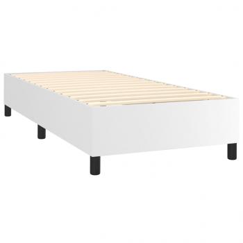 Boxspringbett mit Matratze & LED Weiß 90x190 cm Kunstleder