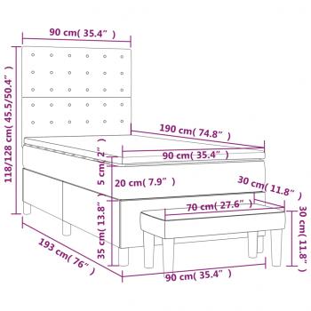 Boxspringbett mit Matratze Weiß 90x190 cm Kunstleder