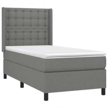 Boxspringbett mit Matratze & LED Dunkelgrau 90x190 cm Stoff