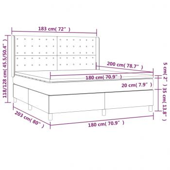 Boxspringbett mit Matratze & LED Dunkelgrau 180x200 cm Stoff