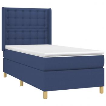 Boxspringbett mit Matratze & LED Blau 90x190 cm Stoff