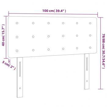 LED Kopfteil Hellgrau 100x5x78/88 cm Samt