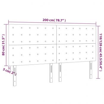 LED Kopfteil Grau 200x5x118/128 cm Kunstleder