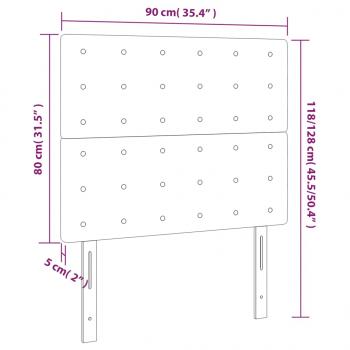 LED Kopfteil Creme 90x5x118/128 cm Stoff